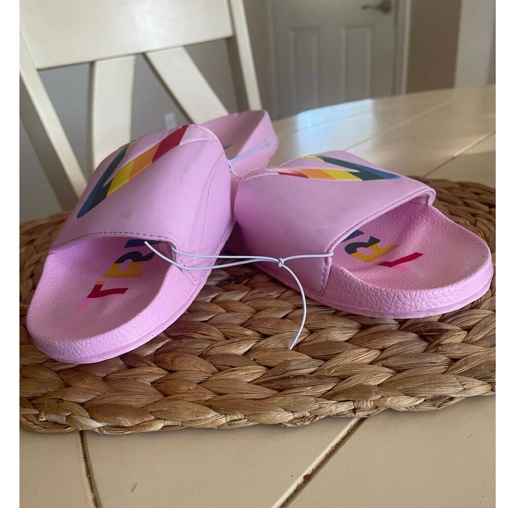 Tretorn Tragnant Womens Slide Sandal US 11 Pink Rainbow Printed Slip-On, S99